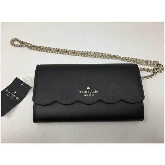 Kate Spade Gemma Black Leather Chain Crossbody Bag Classic Purse Wallet NWT - Picture 2 of 8